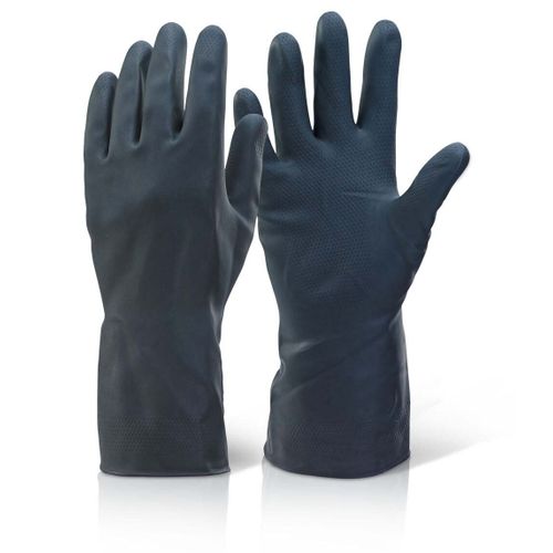 Heavy Duty Black Natural Rubber Latex Gloves